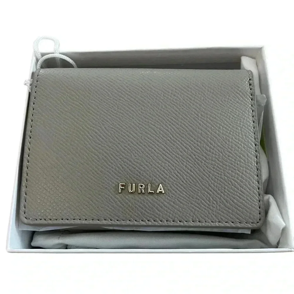 Furla Classic Leather Tri Fold Wallet Marmo C Grey